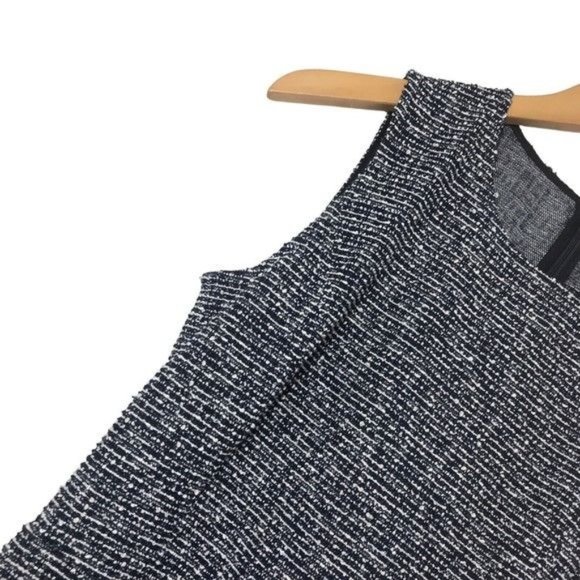 Theory Tillora Tweed Skater Dress Sleeveless A-Line Mini Navy White Women’s Sz 2 - Picture 8 of 12